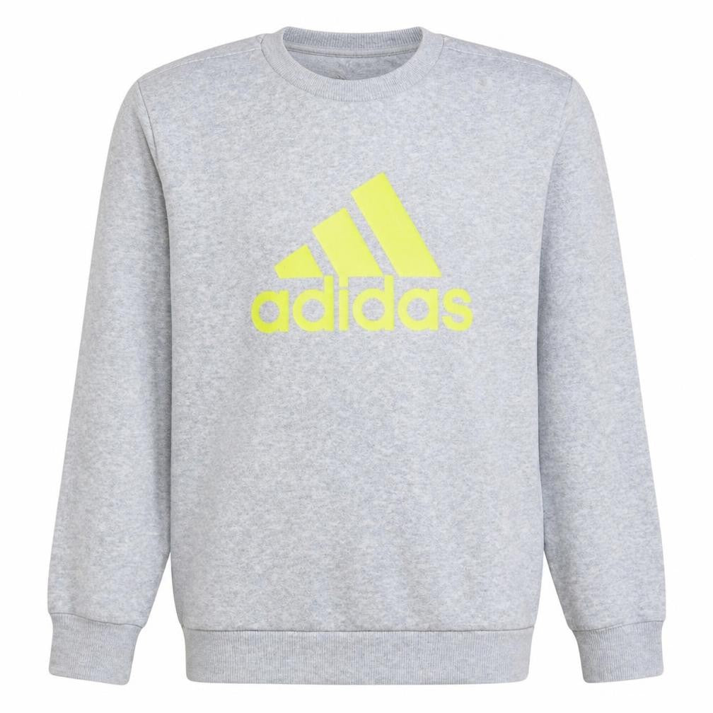 Front view of Adidas boys’ grey pullover sweatshirt 13-14 years logo fleece jumper