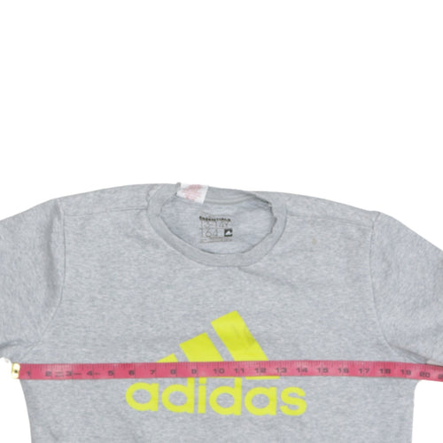 Adidas Boys Grey Pullover Sweatshirt 13-14 Years Logo Fleece Jumper