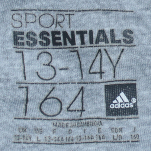 Adidas Boys Grey Pullover Sweatshirt 13-14 Years Logo Fleece Jumper