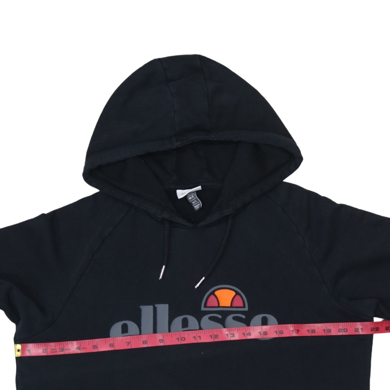 Ellesse Men's Black Pullover Hoodie L Graphic Logo Cotton