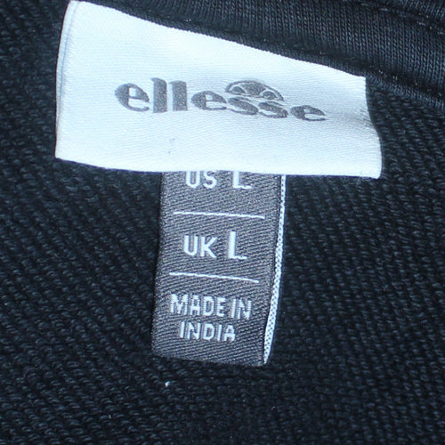 Ellesse Men's Black Pullover Hoodie L Graphic Logo Cotton