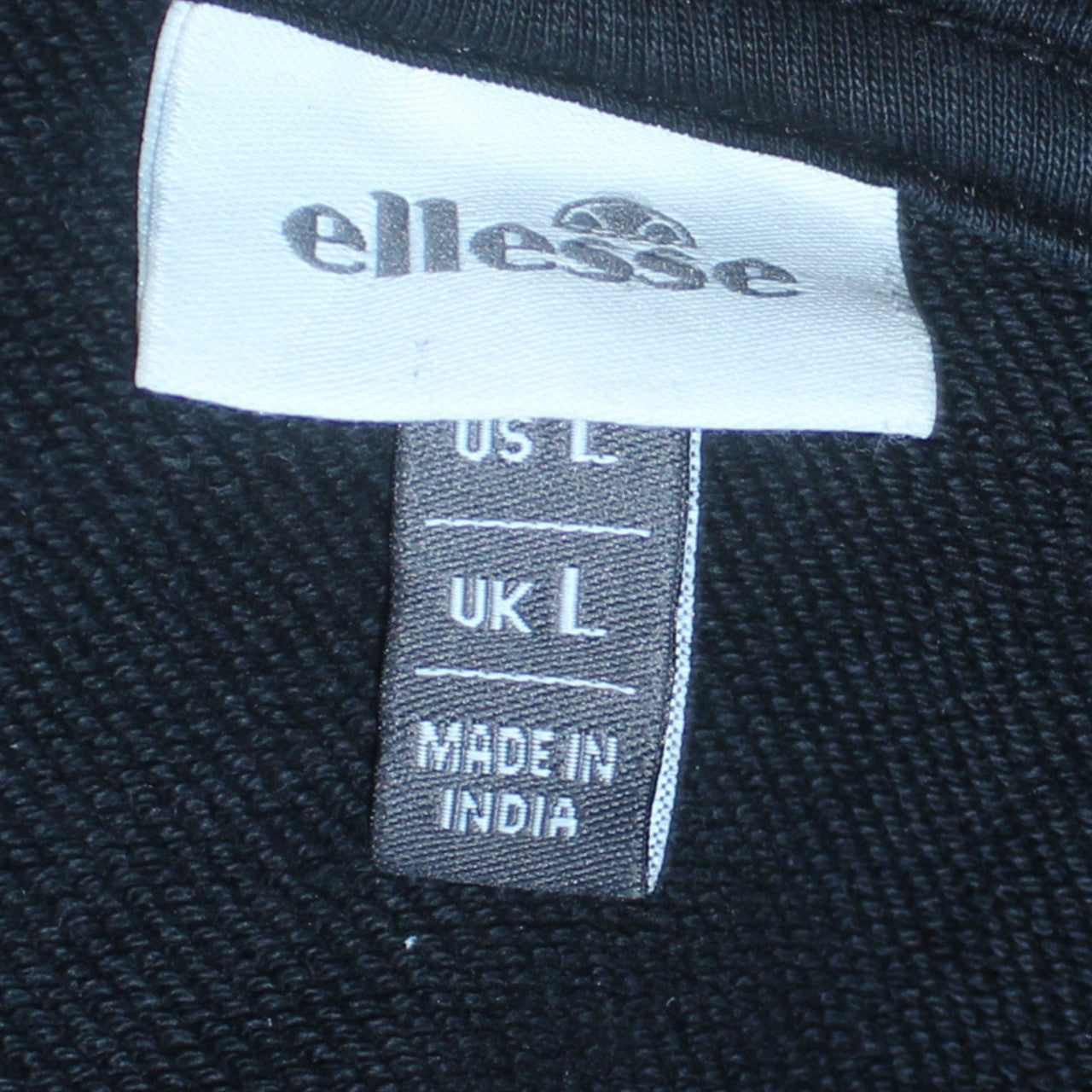 Ellesse Men's Black Pullover Hoodie L Graphic Logo Cotton