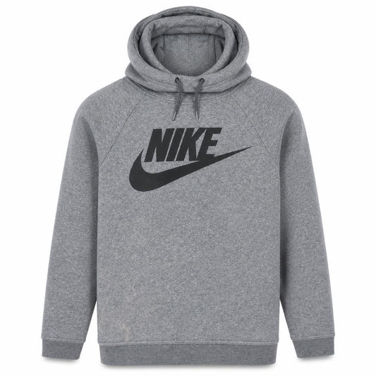Front view of Nike Men's Grey XL Pullover Hoodie with Logo Print