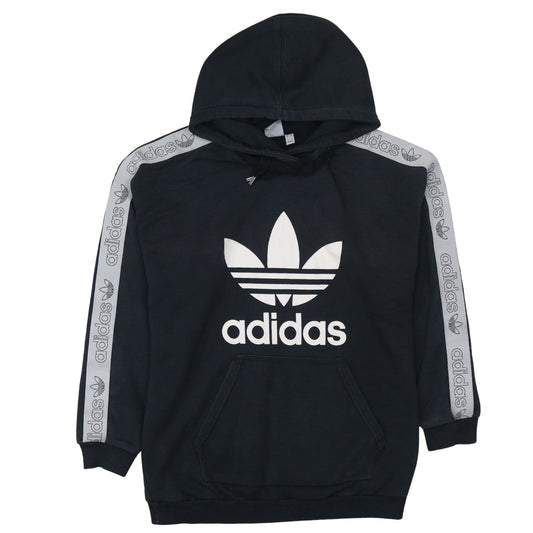Adidas Women Black Hooded Pullover Hoodie UK 16 with Logo Tape Detail