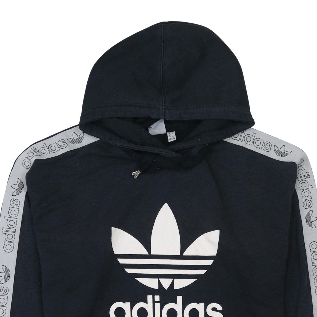 Adidas Women Black Hooded Pullover Hoodie UK 16 with Logo Tape Detail