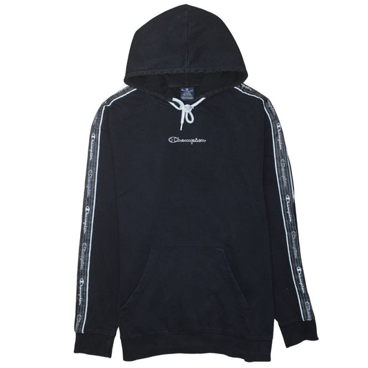 Champion Men's Black Large Pullover Hoodie with Logo Trim
