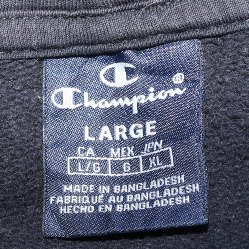 Champion Men's Black Large Pullover Hoodie with Logo Trim