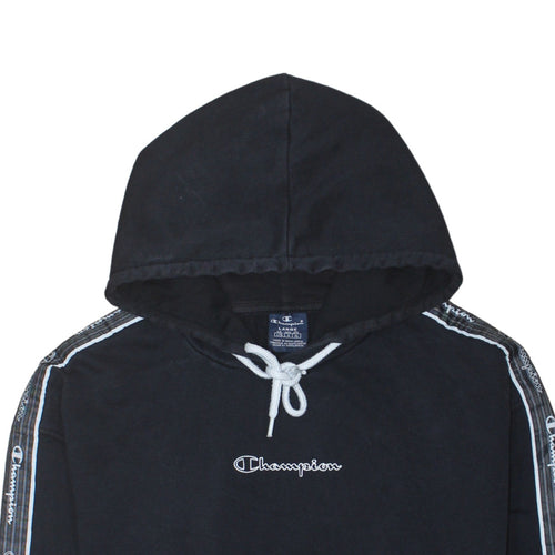 Champion Men's Black Large Pullover Hoodie with Logo Trim