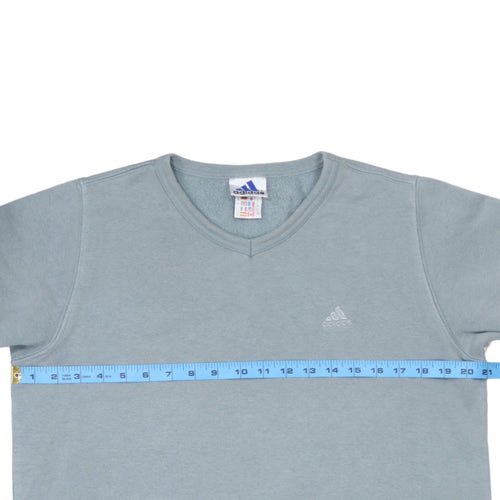 Adidas Womens Blue V-Neck Pullover Sweatshirt Size 12