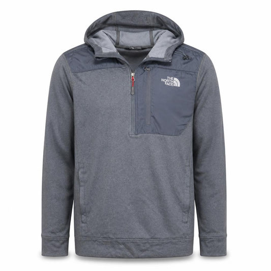 Front view of The North Face Men's Grey Half Zip Hooded Fleece Pullover M