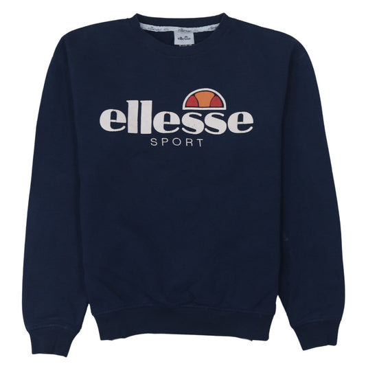 Ellesse Women Navy Blue Logo Crew Neck Sweatshirt UK 8