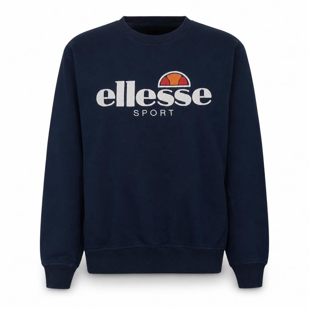 Ellesse Women Navy Blue Logo Crew Neck Sweatshirt UK 8