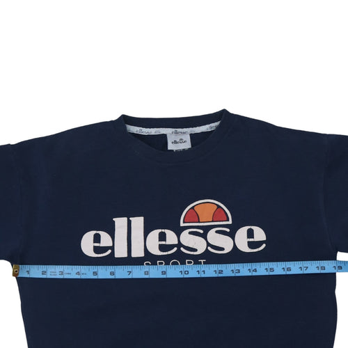 Ellesse Women Navy Blue Logo Crew Neck Sweatshirt UK 8