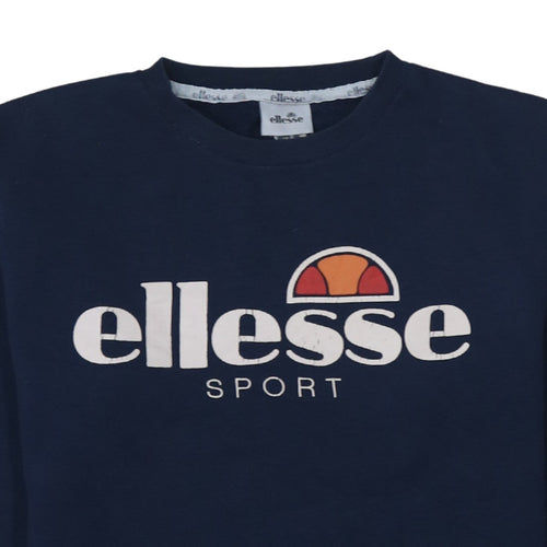 Ellesse Women Navy Blue Logo Crew Neck Sweatshirt UK 8