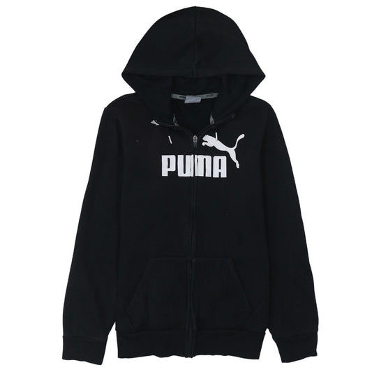 Puma Women's Black Full Zip Hoodie Size 12 Hooded Logo Sweatshirt