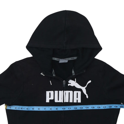 Puma Women's Black Full Zip Hoodie Size 12 Hooded Logo Sweatshirt
