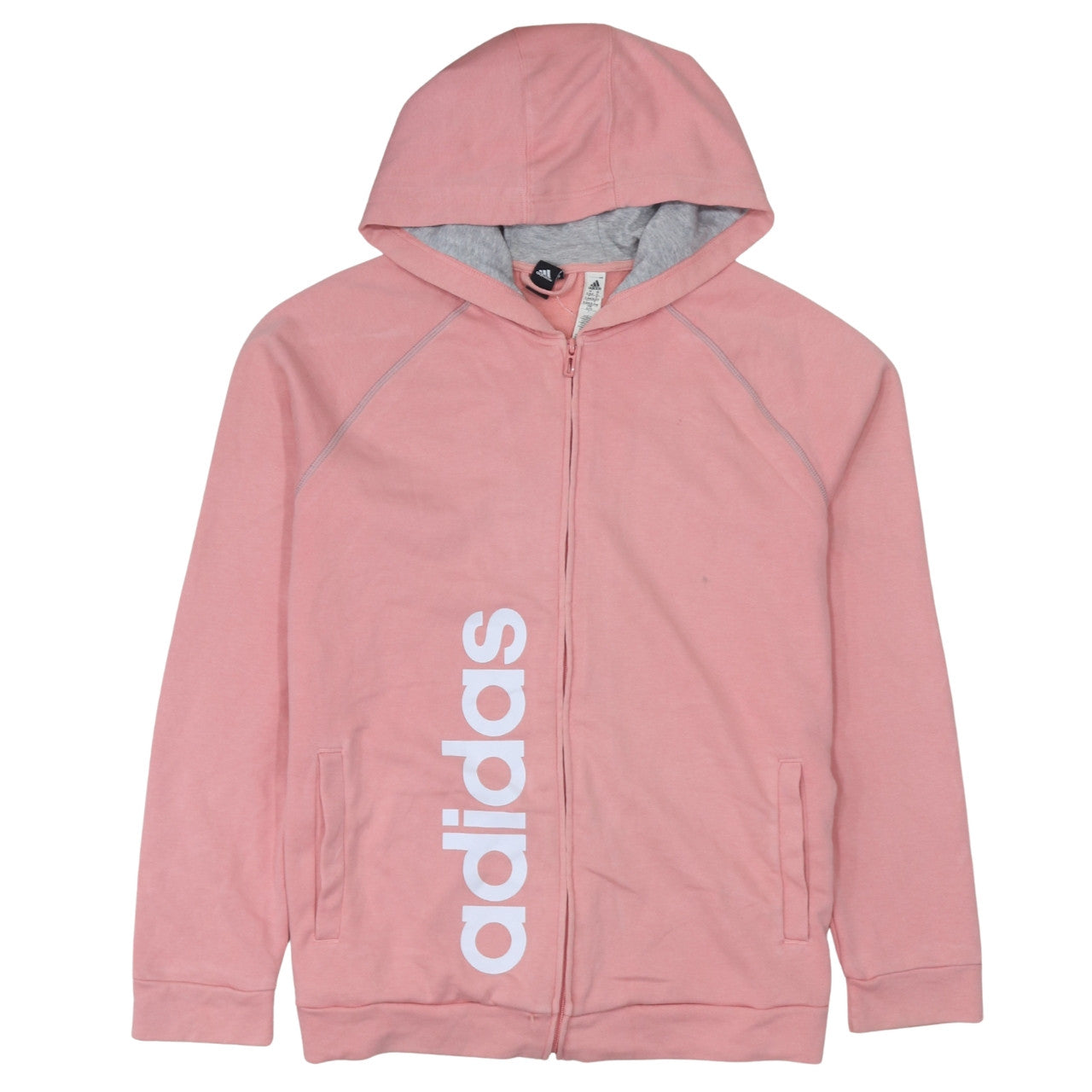 adidas Womens Pink Full Zip Hoodie XL Lightweight Logo Sportswear