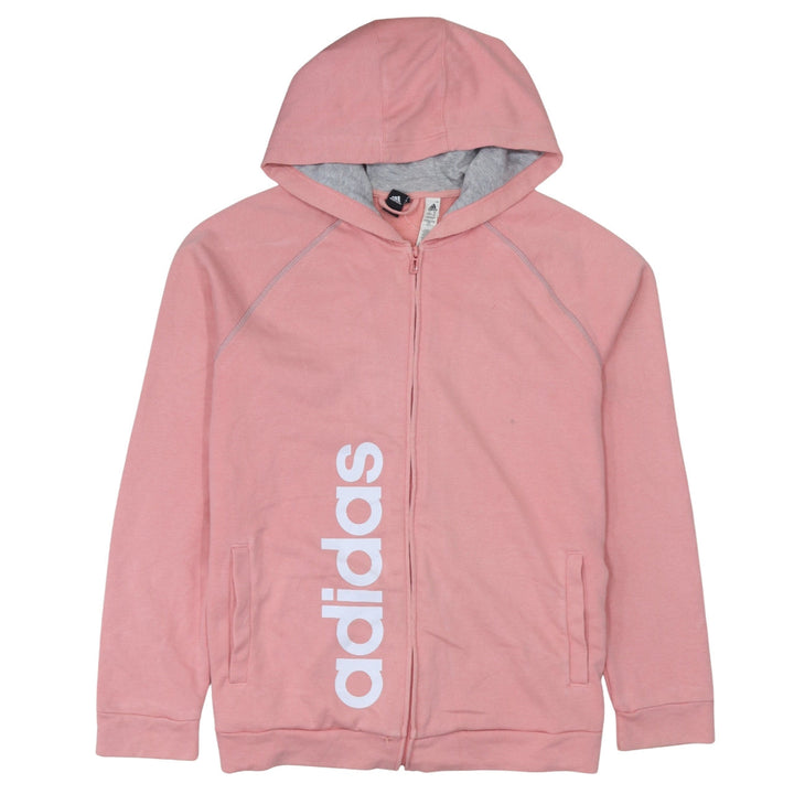 adidas Womens Pink Full Zip Hoodie XL Lightweight Logo Sportswear