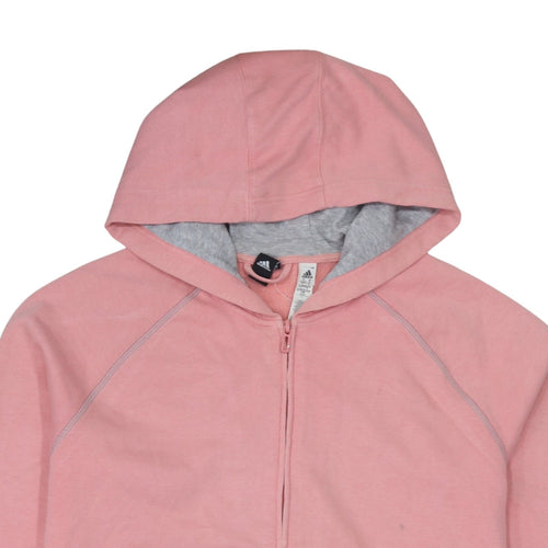 adidas Womens Pink Full Zip Hoodie XL Lightweight Logo Sportswear