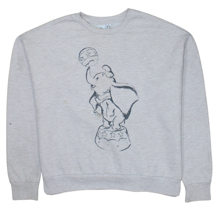 Disney Women Grey Dumbo Crew Neck Sweatshirt Size M 12/14