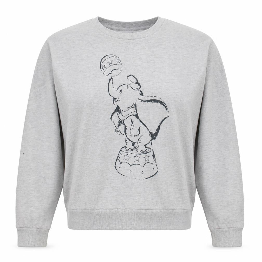 Disney Women Grey Dumbo Crew Neck Sweatshirt Size M 12/14