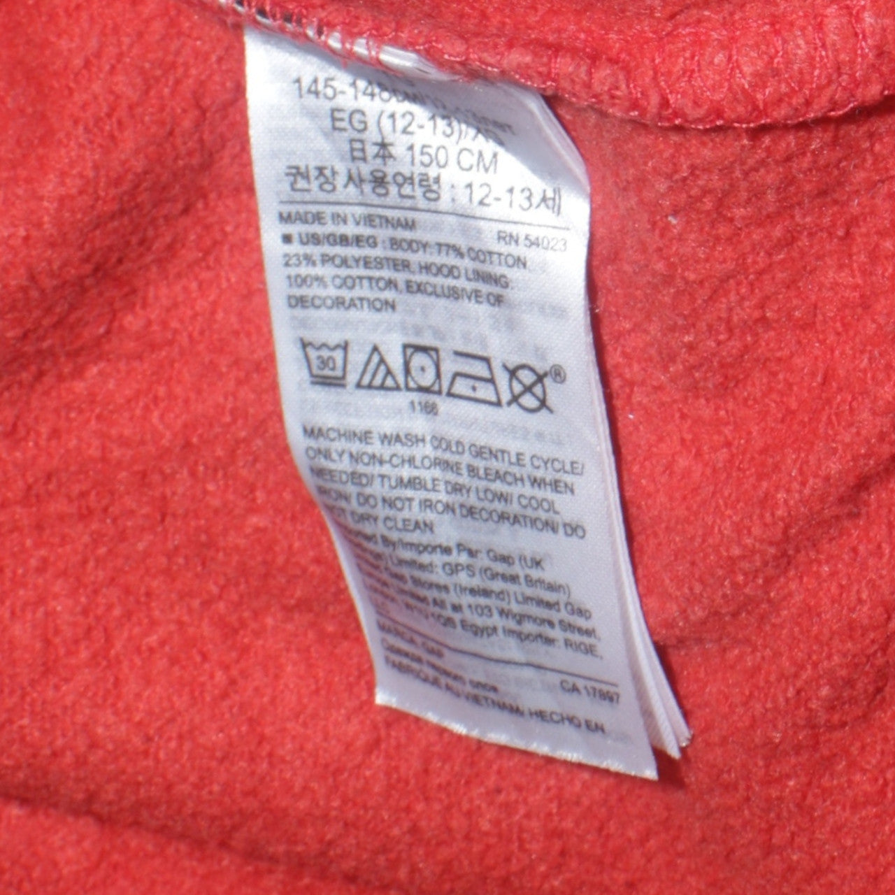 GAP Boys Orange Pullover Hoodie XL 12-13 Years Cotton Fleece Logo Sweatshirt