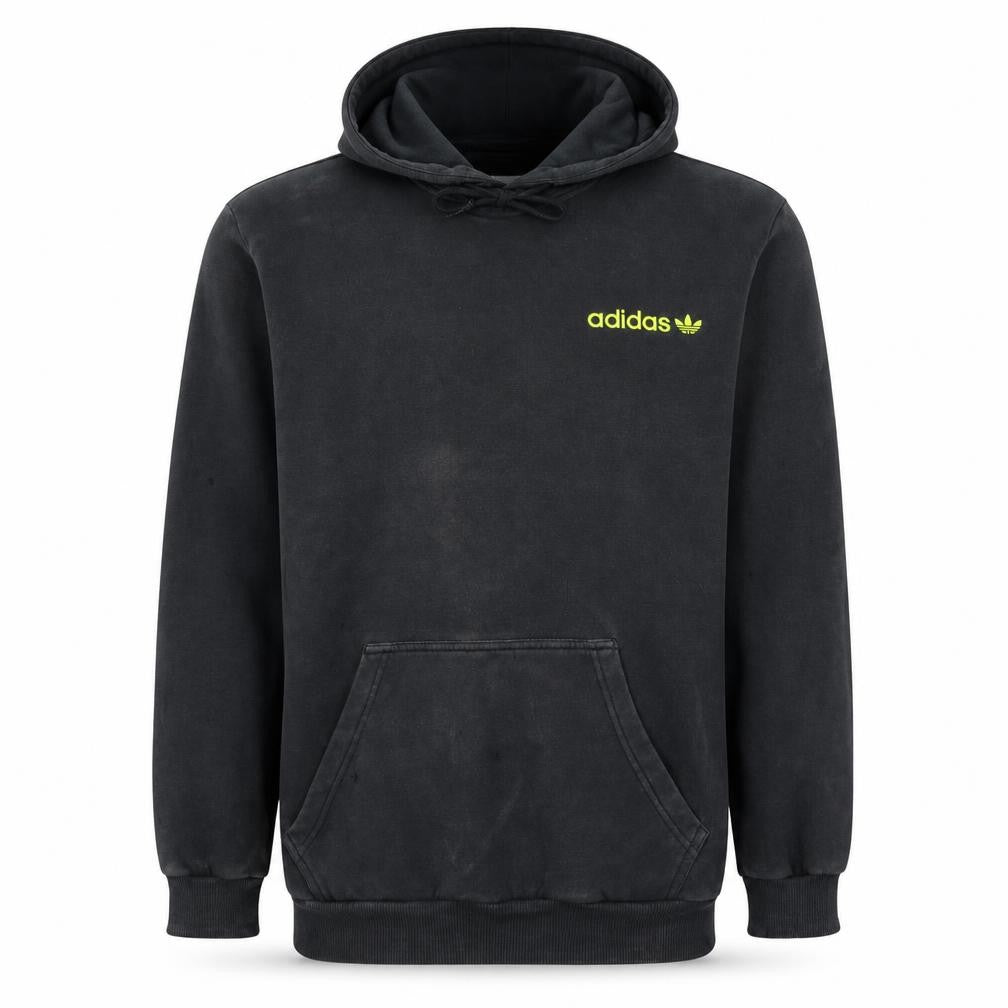 Front view of adidas Men's Black Logo Pullover Hoodie Medium Sports Fleece