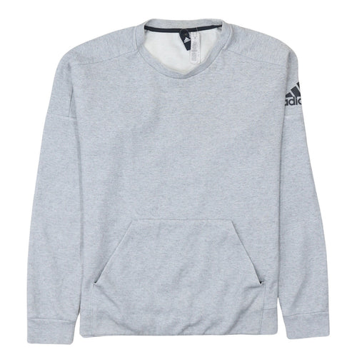 Adidas Men's Grey Crew Neck Pullover Sweatshirt M Regular Fit