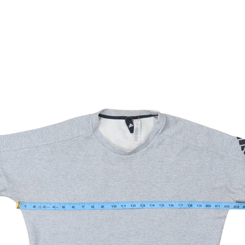 Adidas Men's Grey Crew Neck Pullover Sweatshirt M Regular Fit
