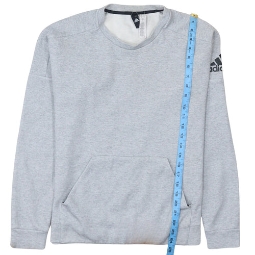 Adidas Men's Grey Crew Neck Pullover Sweatshirt M Regular Fit