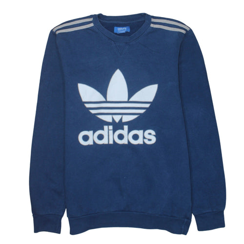 Adidas Men's Blue Crew Neck Logo Pullover Sweatshirt Size S