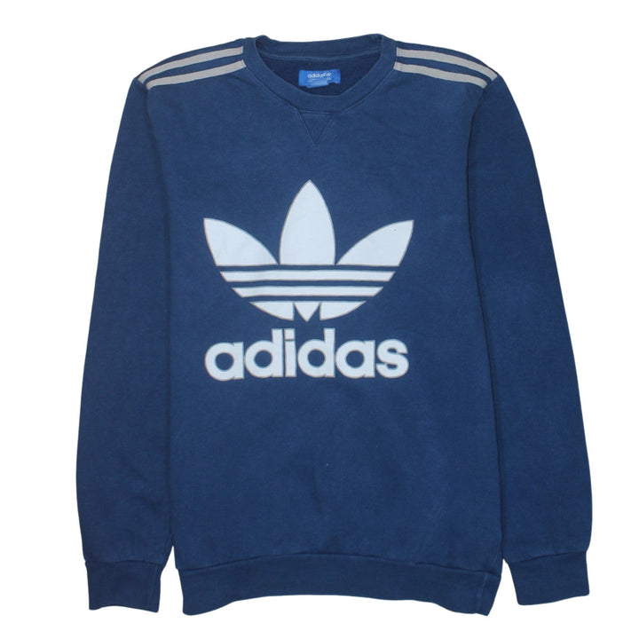 Adidas Men's Blue Crew Neck Logo Pullover Sweatshirt Size S