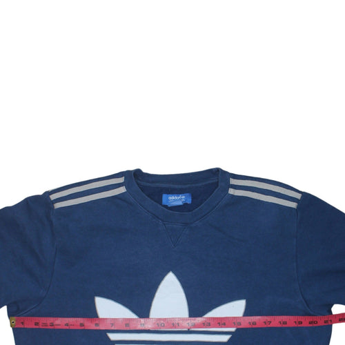 Adidas Men's Blue Crew Neck Logo Pullover Sweatshirt Size S