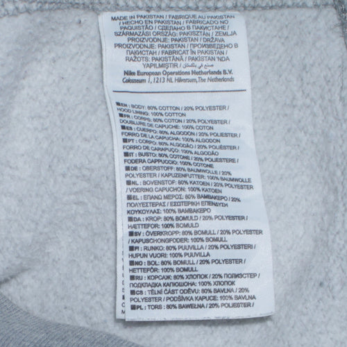 Nike Men's Grey Pullover Hoodie Small Regular Fit Fleece Sweatshirt