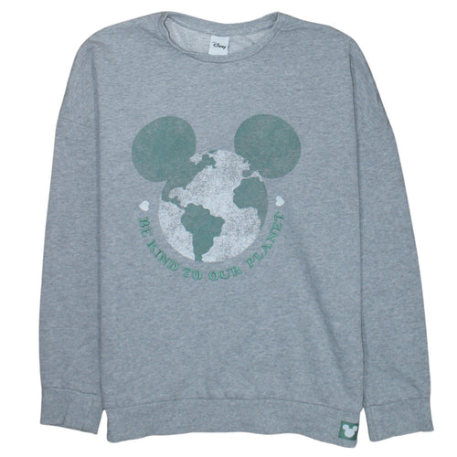 Disney Womens Grey Sweatshirt Size 38 Be Kind To Our Planet Pullover