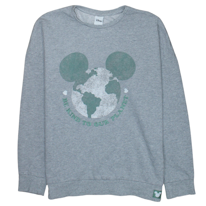 Disney Womens Grey Sweatshirt Size 38 Be Kind To Our Planet Pullover