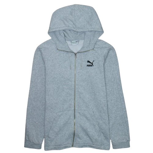 Puma Men's Grey Full Zip Hoodie Size S Lightweight Athletic