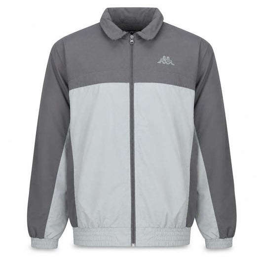 Front view of Kappa Men’s Grey Windbreaker Jacket, size L, Full Zip Lightweight Sportswear