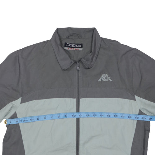 Kappa Men’s Grey Windbreaker Jacket Size L Full Zip Lightweight Sportswear
