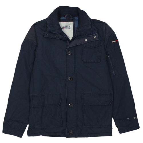 Hilfiger Denim Men's Navy Cotton Military Jacket Size L