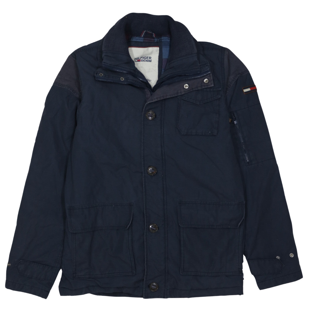 Hilfiger Denim Men's Navy Cotton Military Jacket Size L