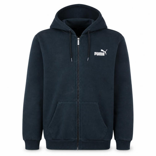 Front view of Puma Men's Black Full Zip Hoodie L Fleece Sweatshirt