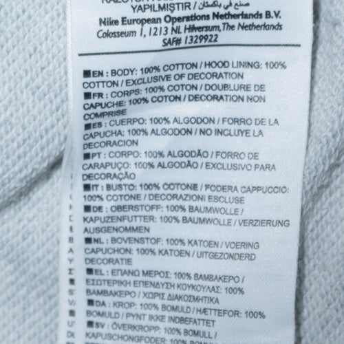 Nike Men's Grey Full Zip Hoodie Size S Cotton Sweatshirt