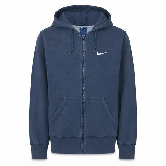 Front view of Nike Men's Blue Full Zip Hoodie, size M, Sportswear Sweatshirt