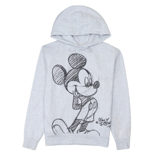 Front view of Disney Primark Women Grey Mickey Mouse Pullover Hoodie 2XS
