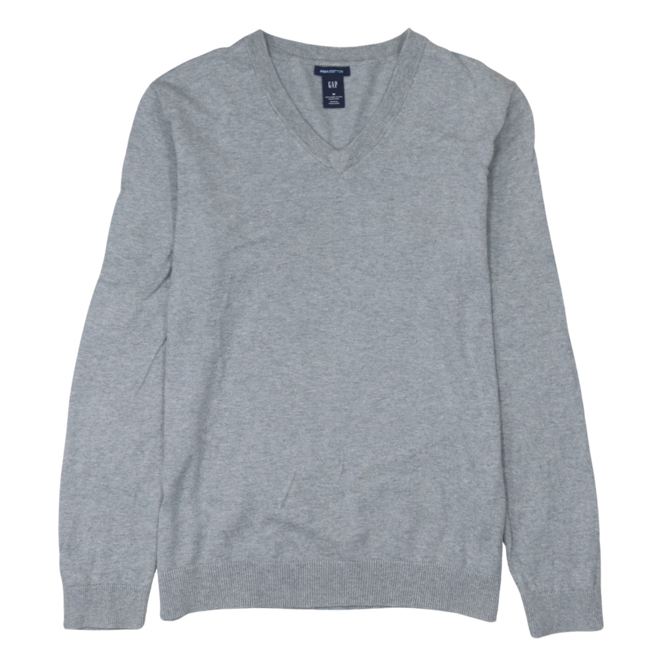 GAP Women’s Grey V-Neck Long Sleeve Pima Cotton Jumper Size M
