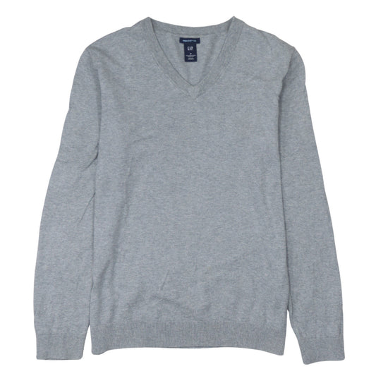 GAP Women’s Grey V-Neck Long Sleeve Pima Cotton Jumper Size M