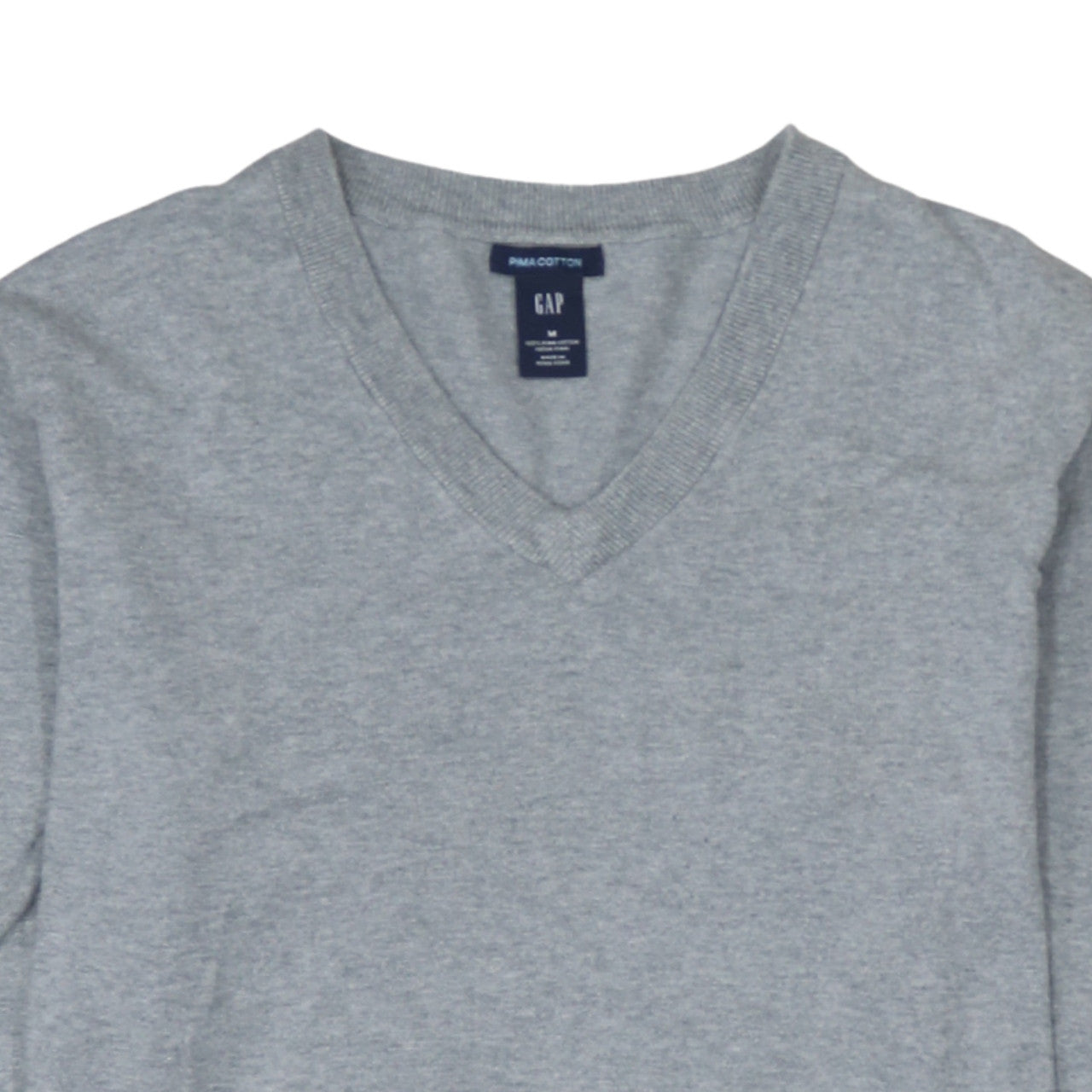 GAP Women’s Grey V-Neck Long Sleeve Pima Cotton Jumper Size M