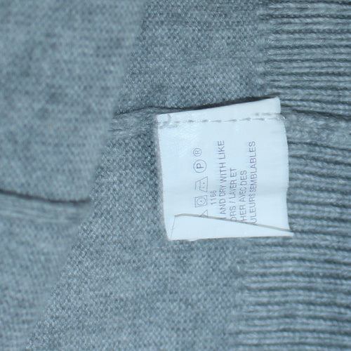GAP Women’s Grey V-Neck Long Sleeve Pima Cotton Jumper Size M