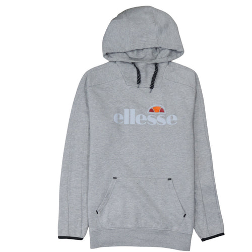 Ellesse Mens Grey Pullover Hoodie Size S Logo Fleece Sweatshirt